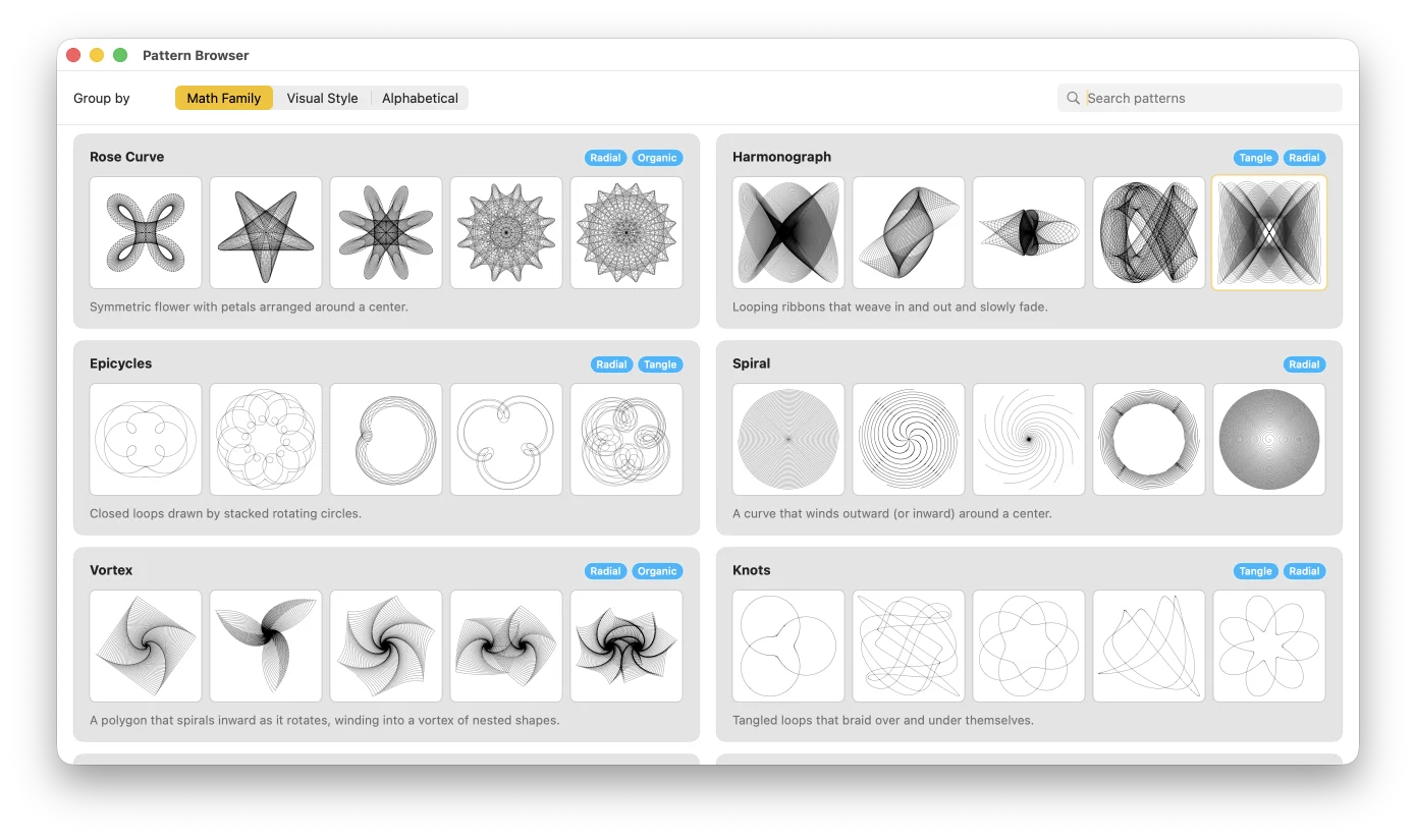 GD Studio welcome window with the Pattern Browser