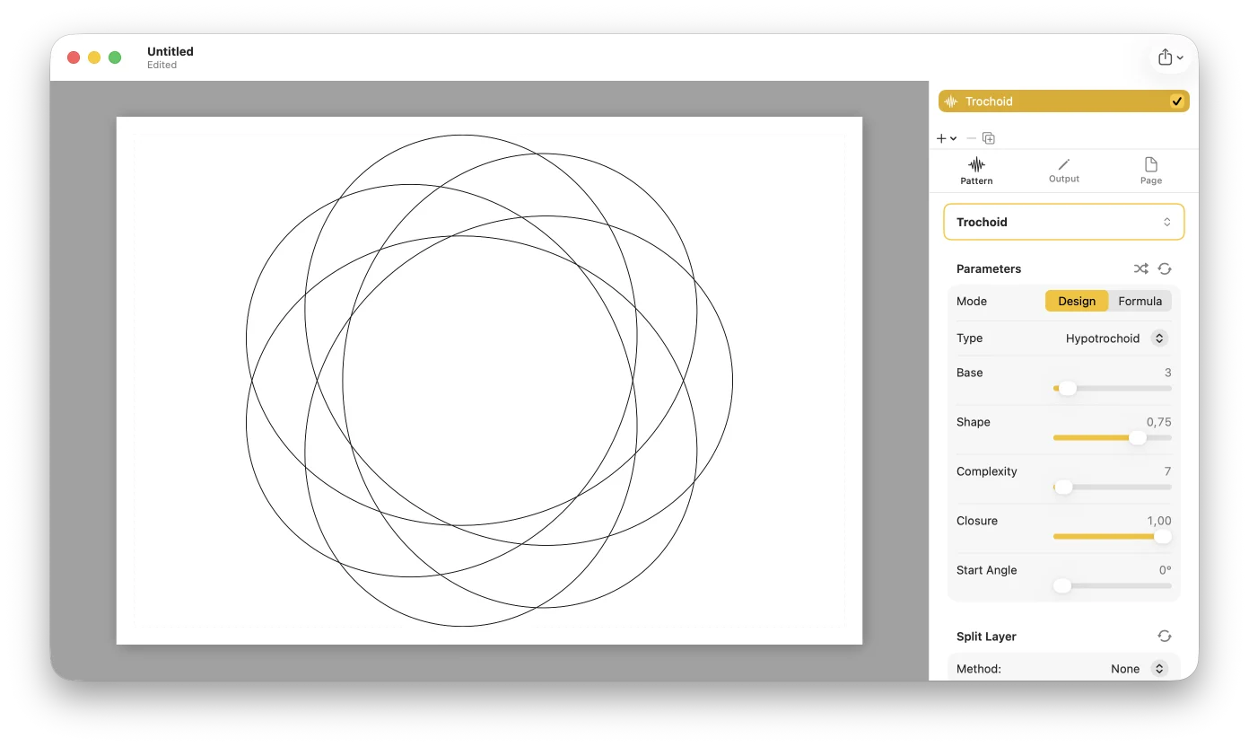GD Studio Inspector Pattern tab with the canvas updating