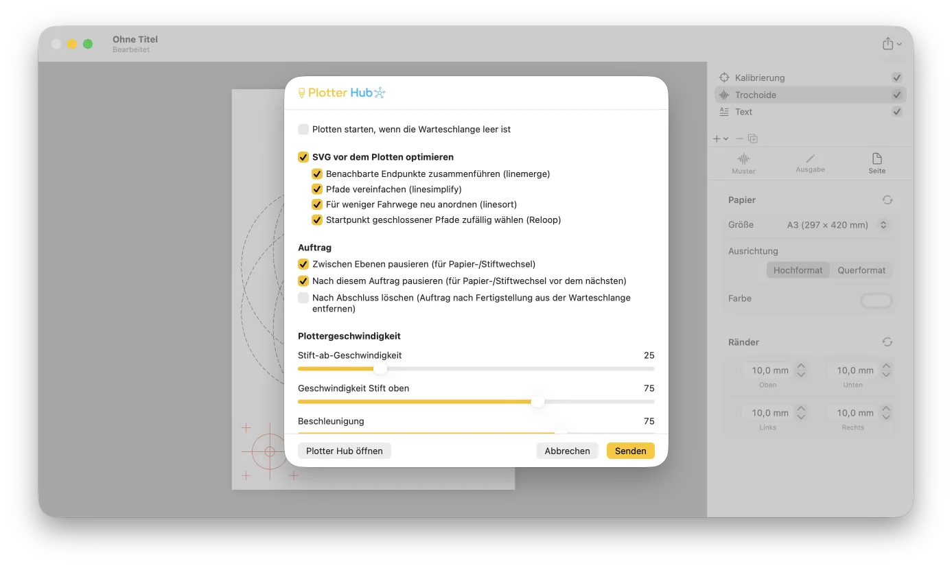 Export aus GD Studio und der resultierende Plot
