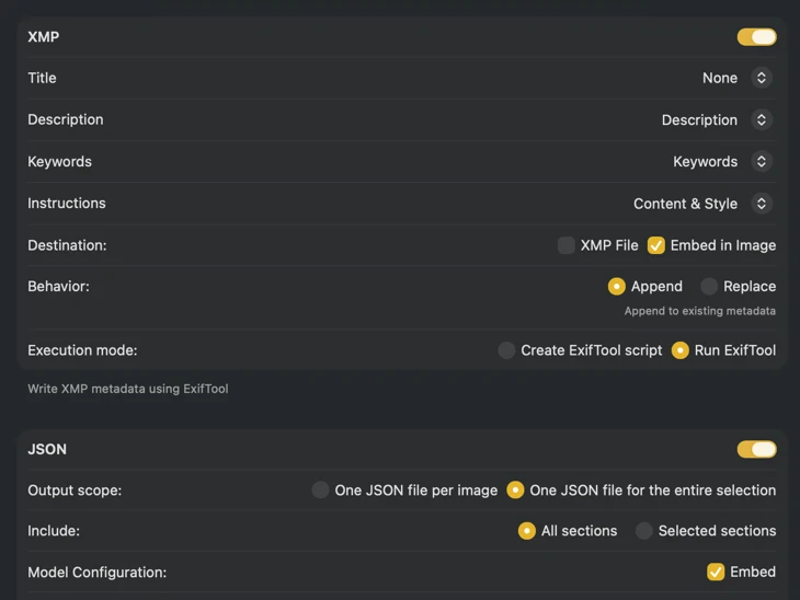 Example of VisionTagger publish configuration