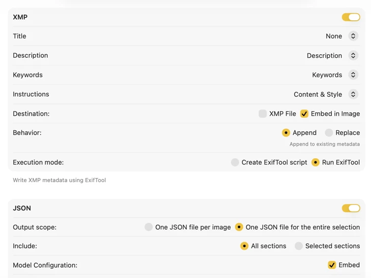 Example of VisionTagger publish configuration