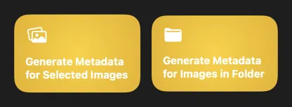 VisionTagger Shortcuts integration showing automation actions