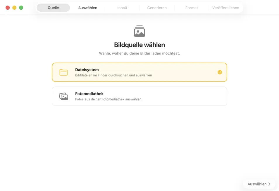 Bildquelle auswählen