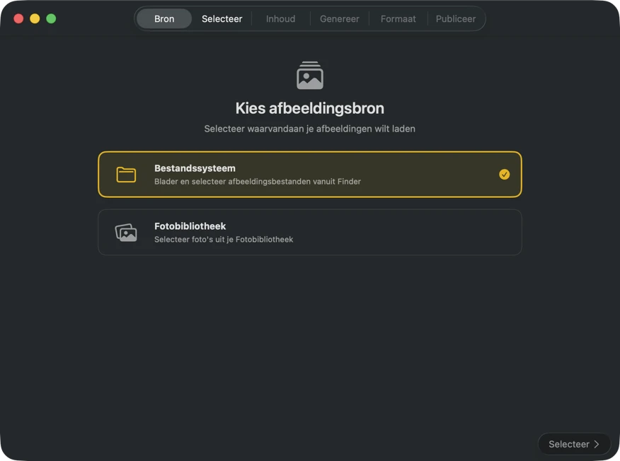 Selecteer afbeeldingsbron