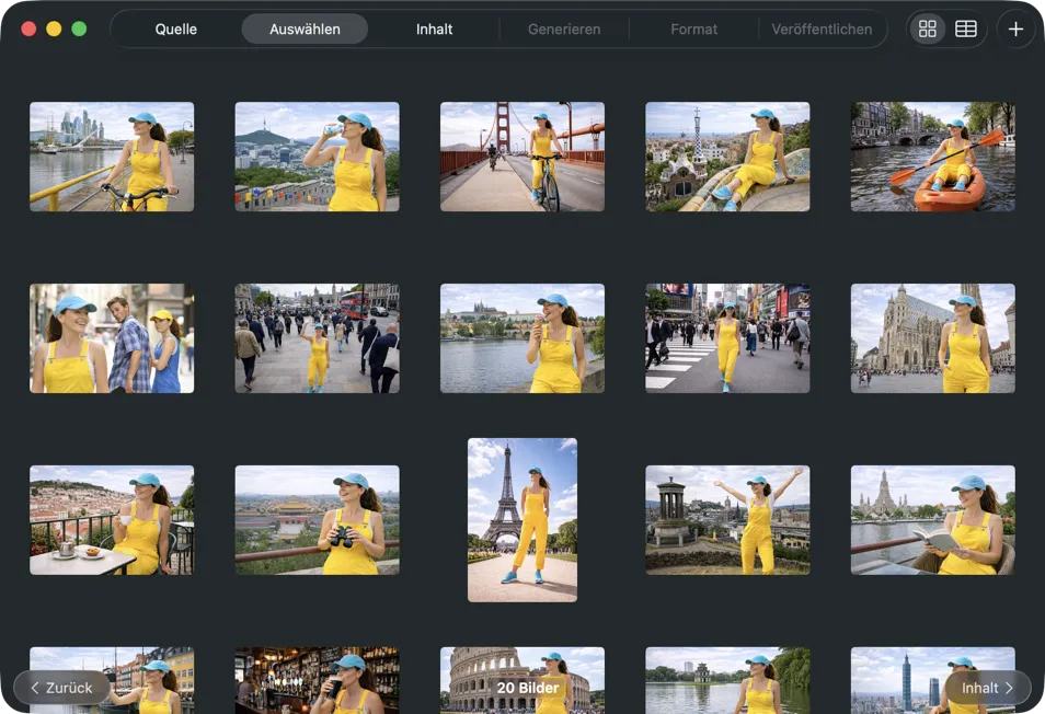 Bilder zur Verarbeitung auswählen